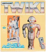 BUCK ROGERS RADIO CONTROLLED TWIKI INFLATABLE ROBOT IN BOX.