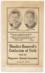 ROOSEVELT/JOHNSON JUGATE BOOKLET "THEODORE ROOSEVELT'S CONFESSION OF FAITH" 1912.