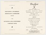STEVENSON 1952 CAMPAIGN TRAINS BREAKFAST, LUNCH AND TWO DINNER MENUS.