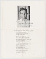 AUTOGRAPHED 1930s POEM FOR PEACE BY VINCENT G. BURNS ANTI-WAR AUTHOR, POET AND MARYLAND'S FUTURE POET LAURATE.