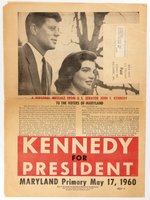 "MARYLAND PRIMARY MAY 17, 1960 " CAMPAIGN NEWSPAPER WITH "A TIME FOR GREATNESS/THE JOHN F. KENNEDY STORY".