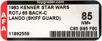 STAR WARS: RETURN OF THE JEDI - LANDO CALRISSIAN (SKIFF GUARD DISGUISE) 65 BACK-C AFA 85 NM+ (CLEAR BLISTER).