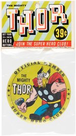 "THOR - OFFICIAL MEMBER SUPER HERO CLUB" BAGGED BUTTON.