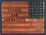 TILDEN AND HENDRICKS 38 STAR 1876 CAMPAIGN PARADE AMERICAN FLAG.