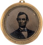LINCOLN 1864 BEARDED PORTRAIT FERROTYPE BADGE THE LARGEST OF THE CAMPAIGN.