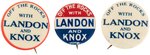 "OFF THE ROCKS WITH LANDON AND KNOX" TRIO OF SLOGAN BUTTONS.