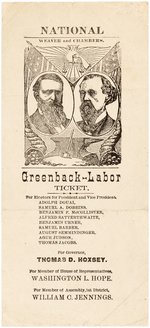 WEAVER AND CHAMBERS GREENBACK LABOR PARTY 1880 JUGATE BALLOT.