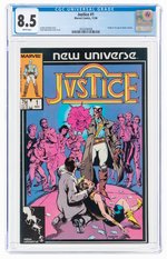 JUSTICE #1 NOVEMBER 1986 CGC 8.5 VF+.