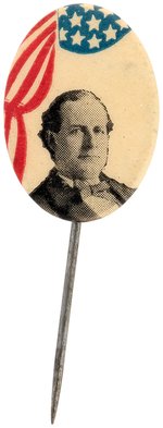 BRYAN OVAL DRAPED AMERICAN FLAG PORTRAIT BUTTON UNLISTED IN HAKE.