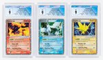 2005 POKÉMON BLACK STAR PROMOS (EX COLLECTOR'S WINDOW TINS) HOLO LEGENDARY BIRDS (COMPLETE SET) CGC 9 MINT.