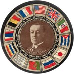 WILSON "FLAGS OF THE ALLIES" LARGE WWI ERA PORTRAIT MIRROR.