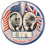 ROOSEVELT & CHURCHILL SERIAL NUMBERED AUSTRIALIAN WWII JUGATE BUTTON.