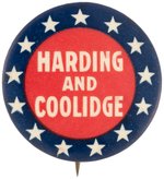 "HARDING AND COOLIDGE" PATRIOTIC 13 STAR 1920 CAMPAIGN BUTTON HAKE #40.