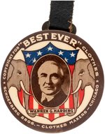 HARDING "BEST EVER" CELLO 1920 CAMPAIGN WATCH FOB ADVERTISING MIRROR HAKE #2038.