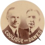 "COOLIDGE AND DAWES" RARE 1.5" REAL PHOTO JUGATE BUTTON HAKE #22.