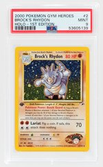 1999 POKÉMON GYM HEROES SET BROCK'S RHYDON 2/132 1ST EDITION HOLO PSA 9 MINT.