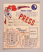 EARLY "SUPERMAN-TIM PRESS CARD" W/RECTANGULAR STAMPS.