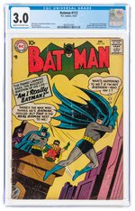 BATMAN #112 DECEMBER 1957 CGC 3.0 GOOD/VG.