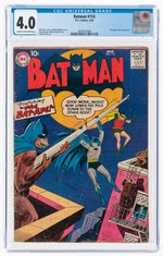 BATMAN #114 MARCH 1958 CGC 4.0 VG.