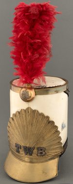 "TWB" BAND MEMBER PAINTED LEATHER SHAKO C. 1840.