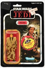 STAR WARS: RETURN OF THE JEDI - HAN SOLO (IN TRENCH COAT) 77 BACK-B CARDED ACTION FIGURE.