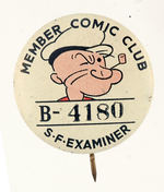 POPEYE SAN FRANCISCO CLUB BUTTON.