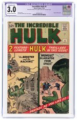 INCREDIBLE HULK #4 NOVEMBER 1962 CGC RESTORED 3.0 EXTENSIVE (C-5) GOOD/VG.