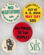 SDS BUTTON COLLECTION OF FIVE PIN-BACKS.
