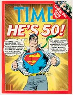 SUPERMAN PRINTER'S BLOCK W/JOHN BYRNE ART IMAGE AND TIME MAGAZINE.