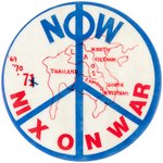 "NIX ON WAR" GRAPHIC ANTI-VIETNAM WAR BUTTON.