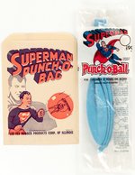 SUPERMAN PUNCH-O-BALL IN BAG AND SUPERMAN PUNCH-O-BAG WRAPPER.