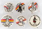 SPANISH S.H.C. AND ANTI-FASCIST COLLECTION OF SIX BUTTONS.