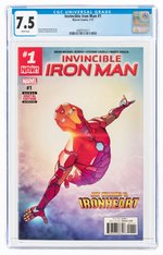 INVINCIBLE IRON MAN #1 JANUARY 2017 CGC 7.5 VF-.