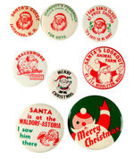 SANTA EIGHT BUTTONS CIRCA 1950s-1980s.