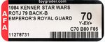 STAR WARS: RETURN OF THE JEDI - EMPEROR'S ROYAL GUARD 79 BACK-B AFA 70 EX+.