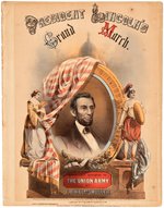 "PRESIDENT LINCOLN'S GRAND MARCH" FULL COLOR 1864 SHEET MUSIC.