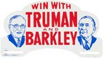 "WIN WITH TRUMAN AND BARKLEY" 1948 JUGATE LICENSE PLATE ATTACHMENT.