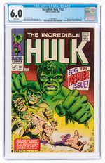 INCREDIBLE HULK #102 APRIL 1968 CGC 6.0 FINE.