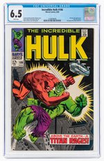 INCREDIBLE HULK #106 AUGUST 1968 CGC 6.5 FINE+.