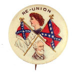 CONFEDERATE VETERANS "RE-UNION" PICTURING FLAGS WITH WINNIE DAVIS AND ROBERT E. LEE.