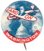 LANDON "LAND-ON WASHINGTON" 1936 CAMPAIGN BUTTON HAKE #24.