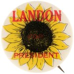 "LANDON FOR PRESIDENT" HIGHLY DETAILED SUNFLOWER BUTTON HAKE #58.