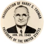 TRUMAN LARGE 4" INAUGURAL REAL PHOTO PORTRAIT BUTTON HAKE #2015.