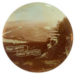 “POINT LOOKOUT AND LOOKOUT BATTLEFIELD” REAL PHOTO BUTTON OF CIVIL WAR HISTORIC SITE.