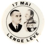 JOHNSON AND KING OF NORWAY OLAV V JUGATE BUTTON.