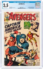 AVENGERS #4 MARCH 1964 CGC 2.5 GOOD+ (FIRST SILVER AGE CAPTAIN AMERICA).