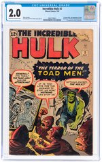 INCREDIBLE HULK #2 JULY 1962 CGC 2.0 GOOD (FIRST GREEN HULK).