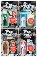 RETRO COLLECTION STAR WARS SIX FIGURE CARDED ACTION FIGURE TARGET EXCLUSIVE SET IN BOX.