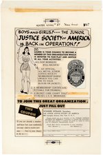 THE JUNIOR JUSTICE SOCIETY OF AMERICA" CLUB 1951 COMIC BOOK AD ORIGINAL PRODUCTION MECHANICAL ART.