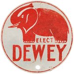 "ELECT DEWEY" GRAPHIC ELEPHANT 1948 REFLECTIVE LICENSE PLATE ATTACHMENT.